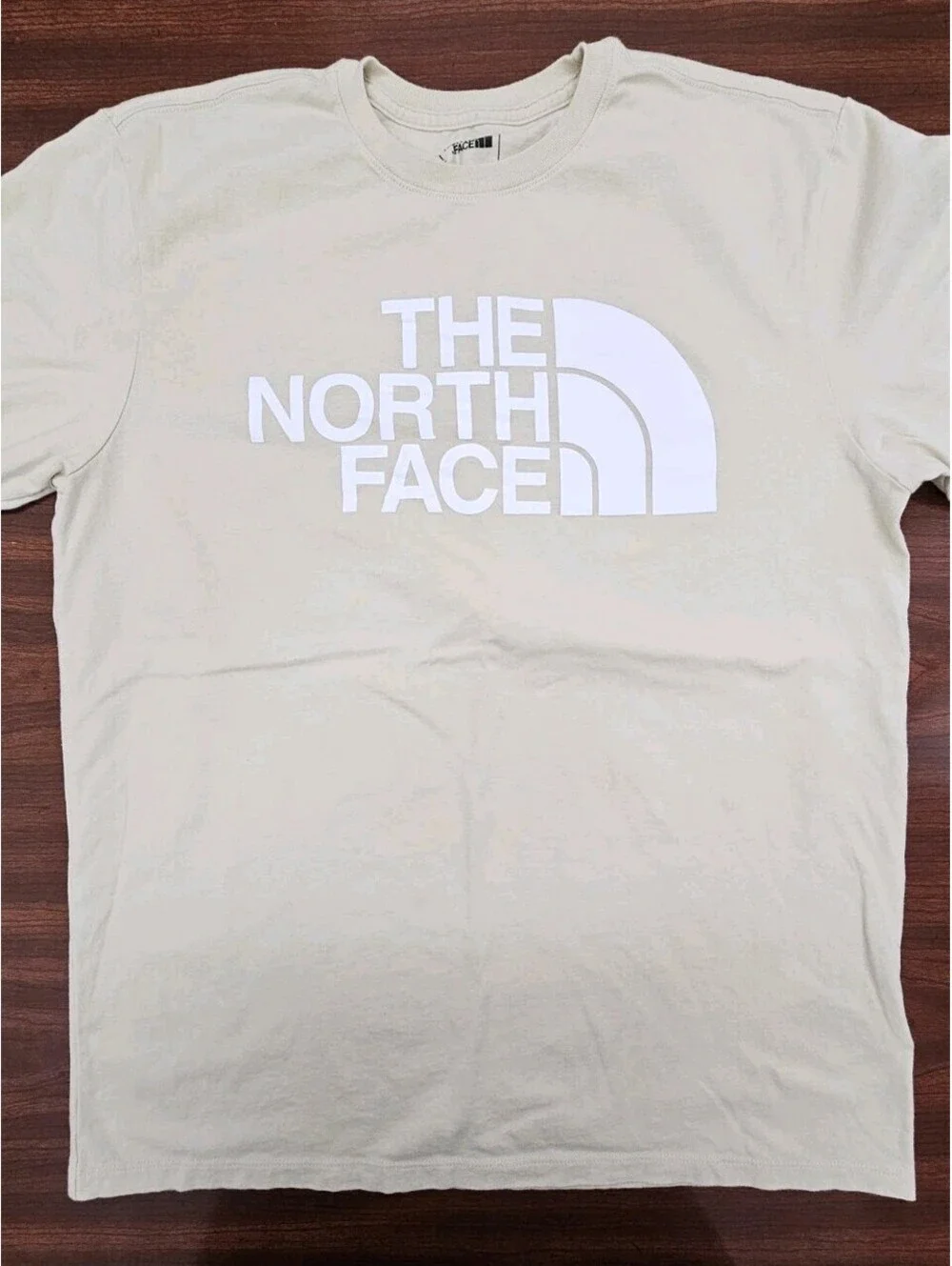 North Face Shirt Mens M Beige Big Logo Graphic Tee T-Shirt Outdoor Hiking